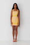 The Wolf Gang Capri Mini Dress - Lemon Ikat