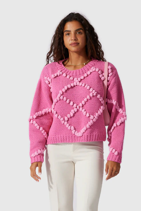 The Wolf Gang Fiesta Pom Pom Knitted Jumper - Candy