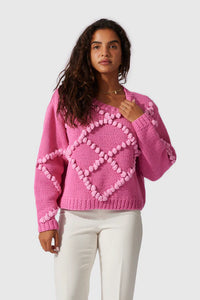 The Wolf Gang Fiesta Pom Pom Knitted Jumper - Candy