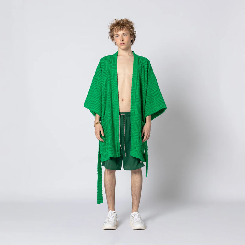 Double Rainbouu Green Towelling Robe