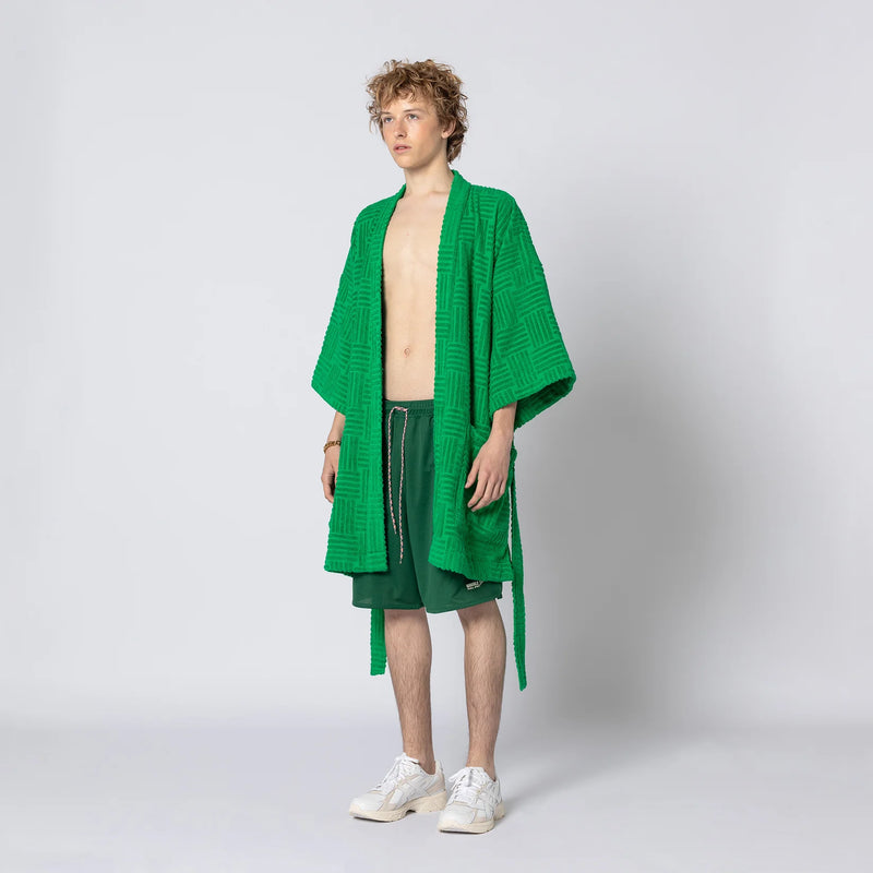 Double Rainbouu Green Towelling Robe