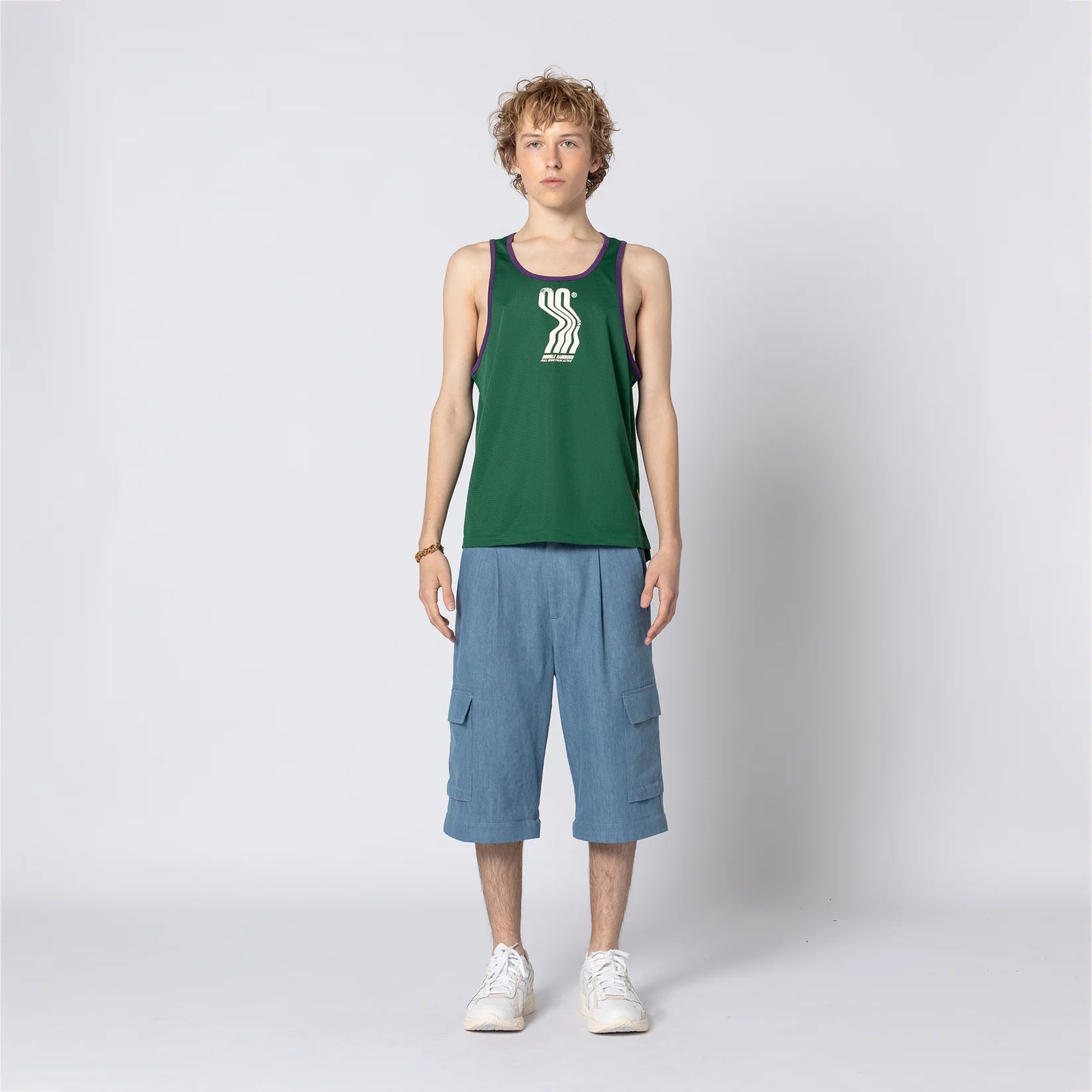 Double Rainbouu Green Athleticism Singlet