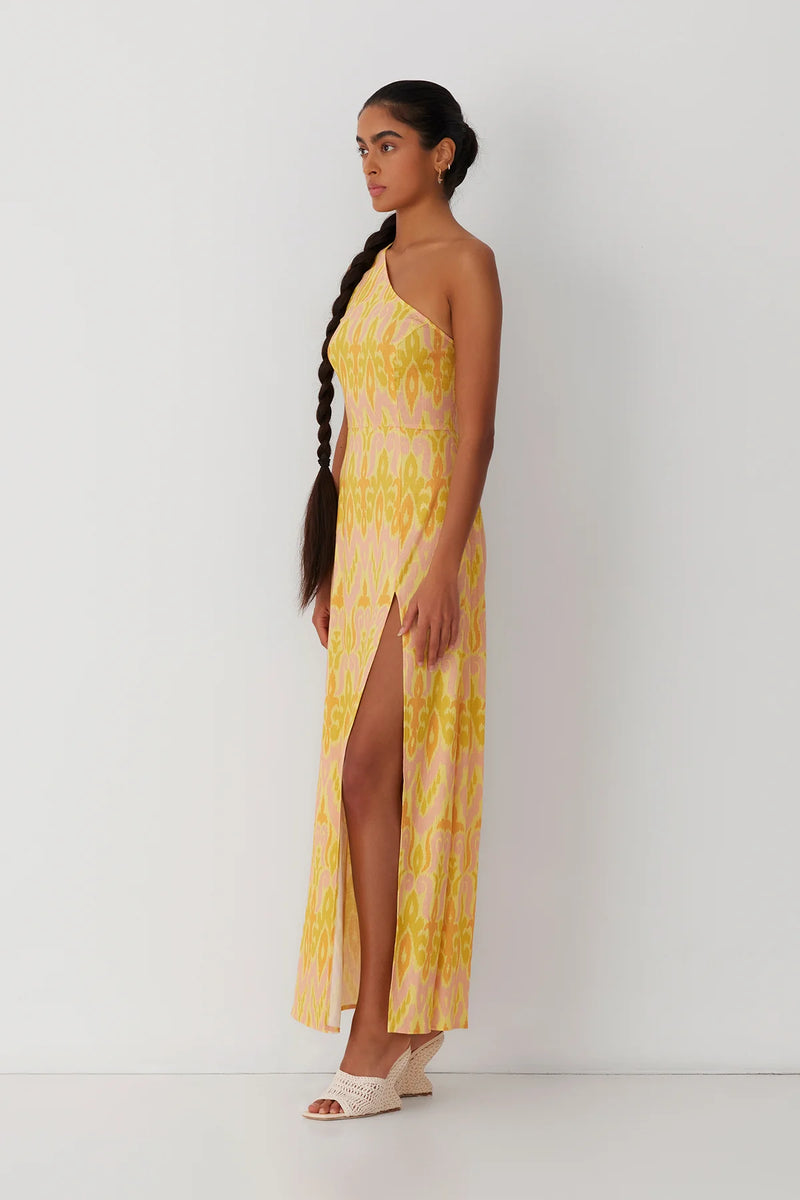 The Wolf Gang Capri Maxi Dress - Lemon Ikat