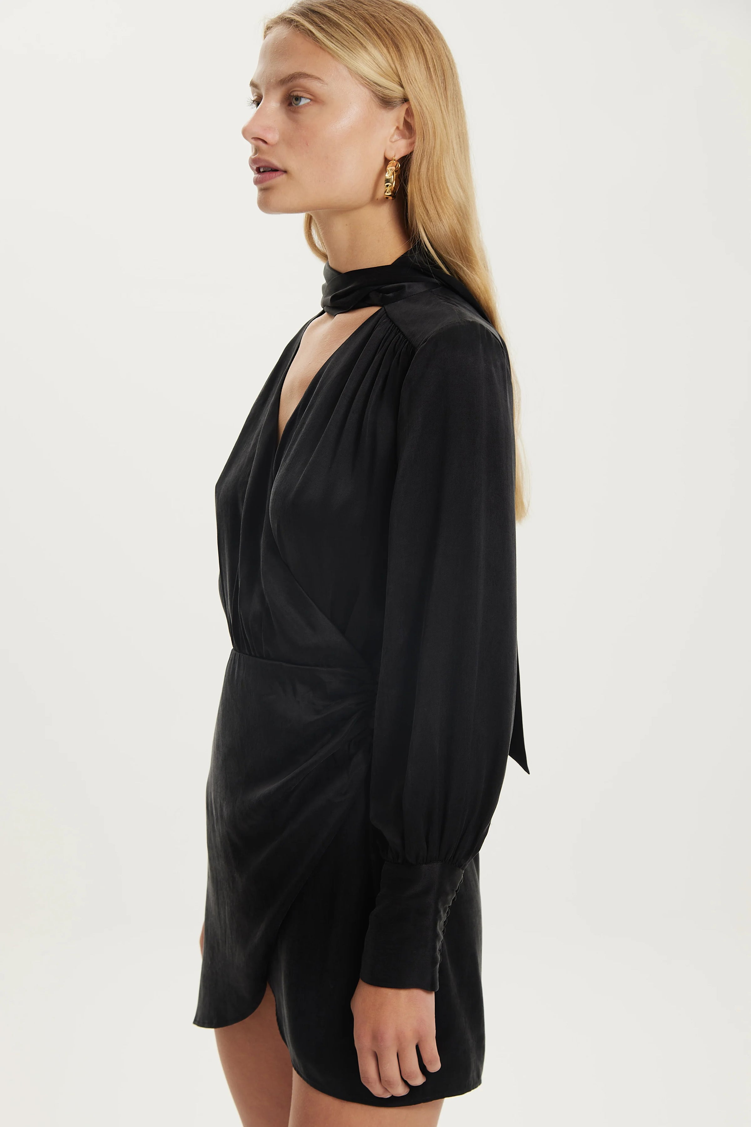 Third Form Magnetic Drape Mini Dress - Black