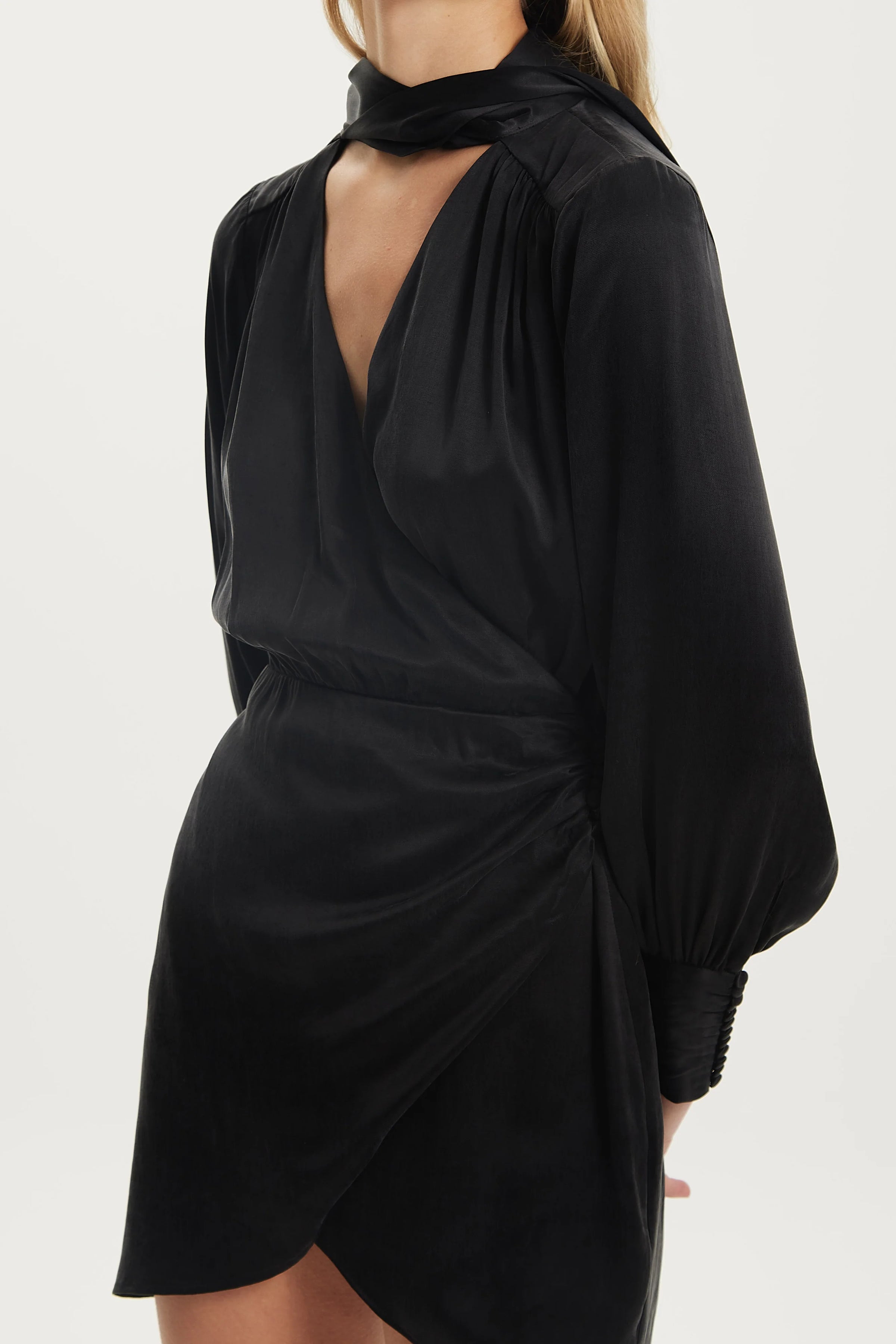 Third Form Magnetic Drape Mini Dress - Black