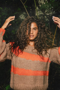 The Wolf Gang Palermo Knitted Jumper - Tangerine Wave