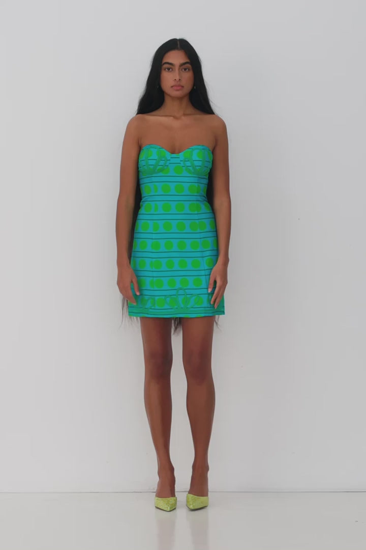 The Wolf Gang Parvana Mini Dress - Aqua Spot