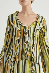 Third Form Stroke Frill Blouse - Brush Stroke