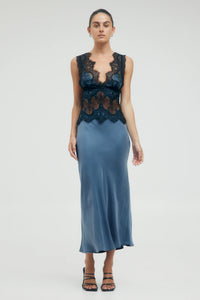Third Form Visions Lace Deep V Maxi Dress - Sapphire