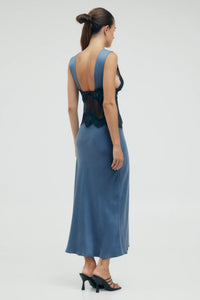 Third Form Visions Lace Deep V Maxi Dress - Sapphire