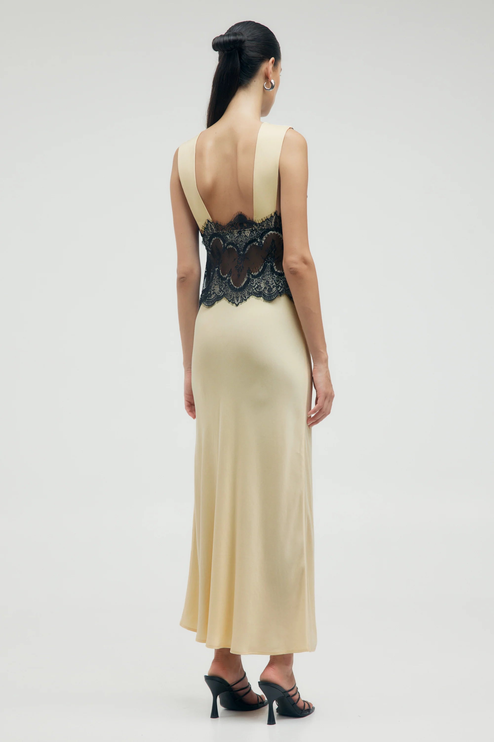Third Form Visions Lace Deep V Maxi Dress - Marshmallow