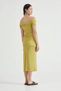 Third Form Wind Through Off Shoulder Dress - Lime
