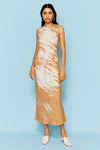 Third Form Twist Through Bias Tank Maxi - Tan Tie Dye