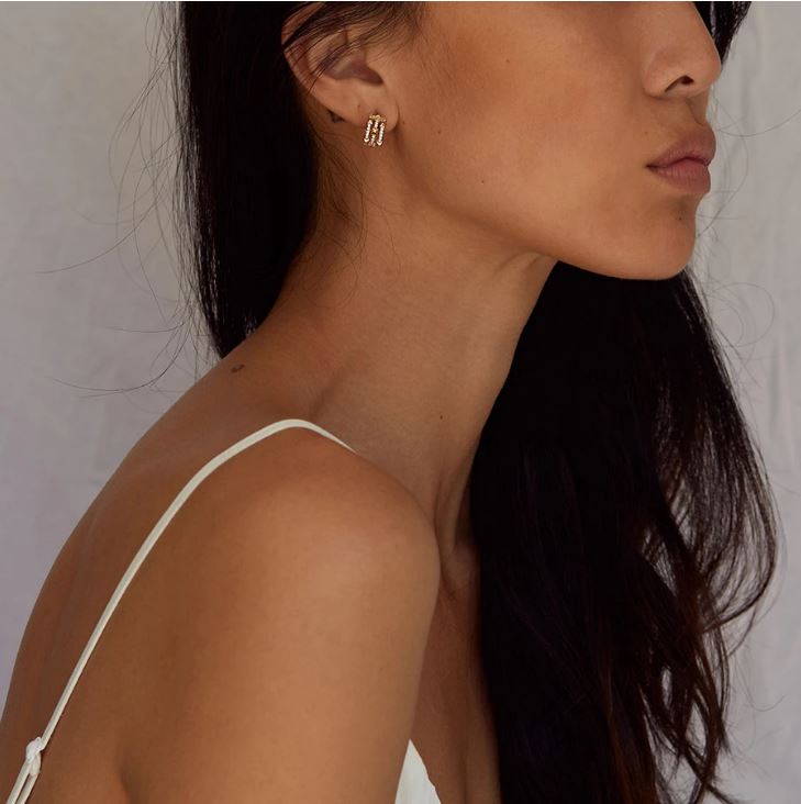 Jolie & Deen Crystal Alessandra Sleepers | Sterling Silver - Gold
