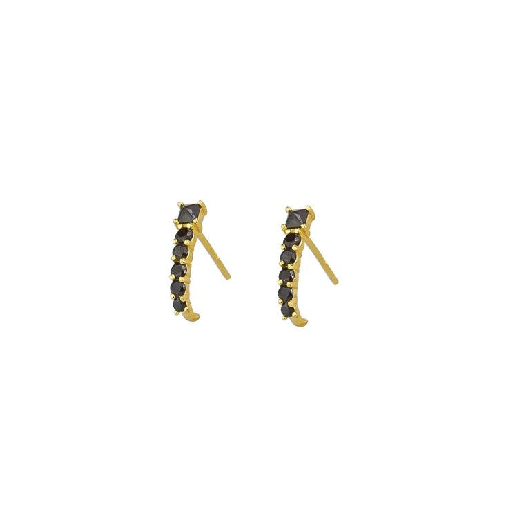 BLACK CRYSTAL NIKO EARRINGS STERLING SILVER - GOLD
