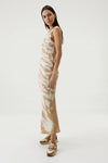 Third Form Twist Through Bias Tank Maxi - Tan Tie Dye