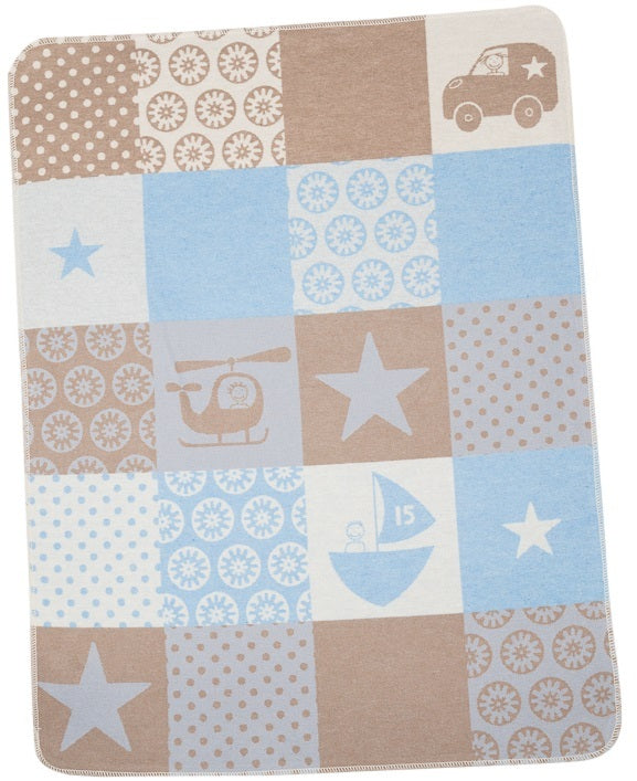 David Fussenegger Bassinet Blanket 'Blue Land, Air & Sea'