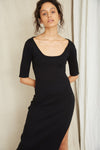 Third Form Dunes Rib Knit Scoop Maxi Dress - Black