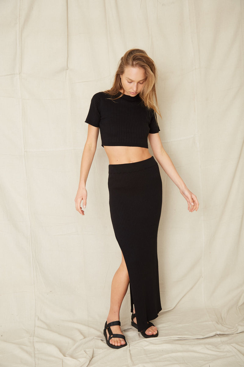 Third Form Dunes Rib Knit Maxi Skirt - Black