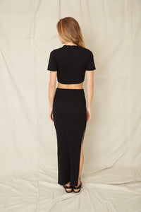 Third Form Dunes Rib Knit Maxi Skirt - Black