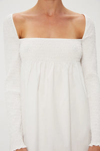 Third Form Full Form Shirred Babydoll Dress - White