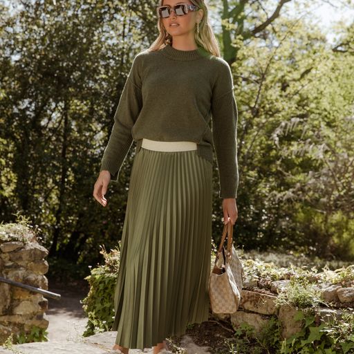 Bande Studio Posy Pleated Skirt - Olive