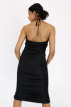 Third Form Look Through Gather Midi Dress - Black