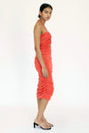 Third Form Look Through Gather Midi Dress - Coral