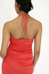 Third Form Look Through Gather Midi Dress - Coral
