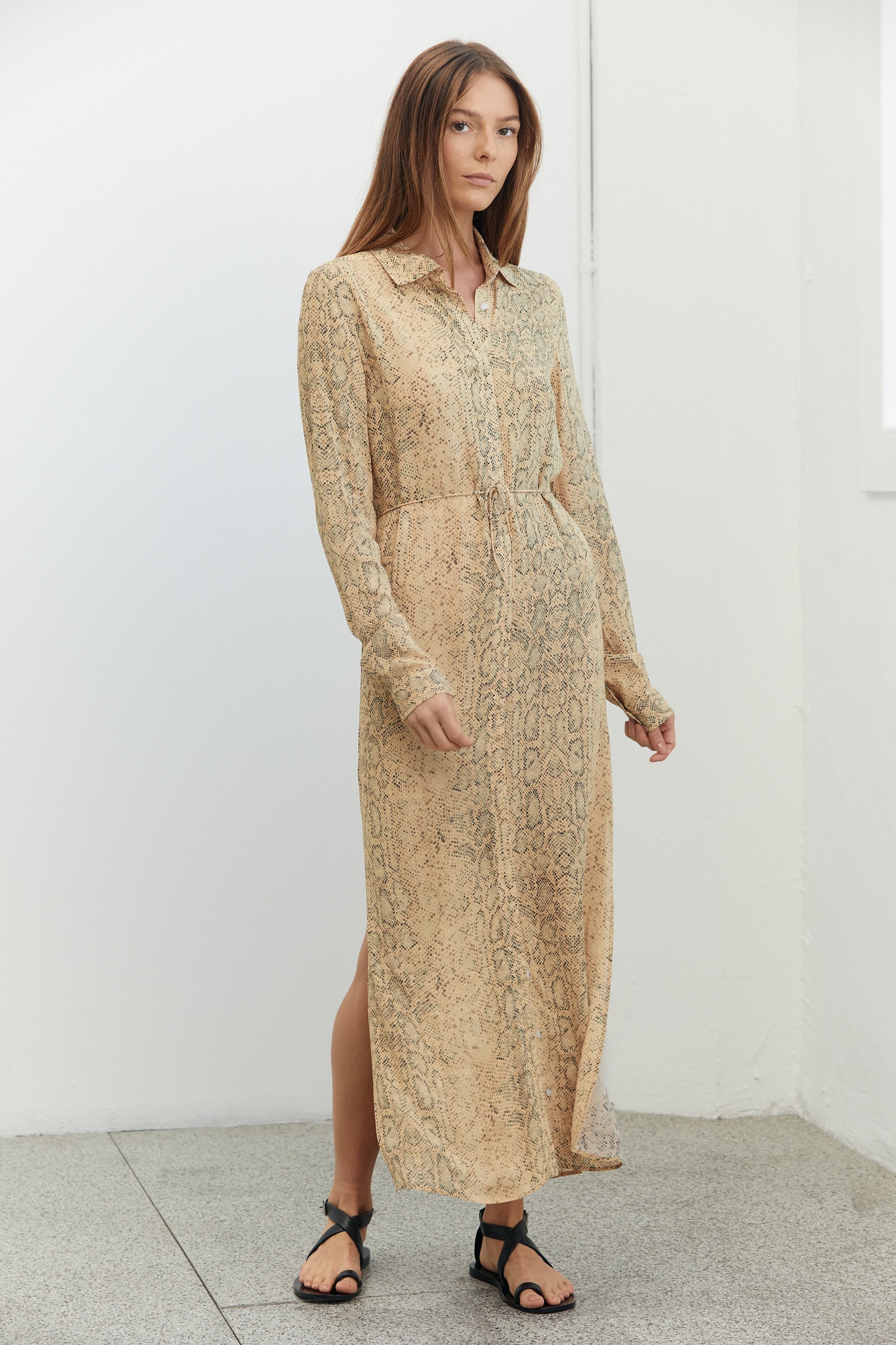Third Form Animal Instincts Maxi Shirt Dress - Snake