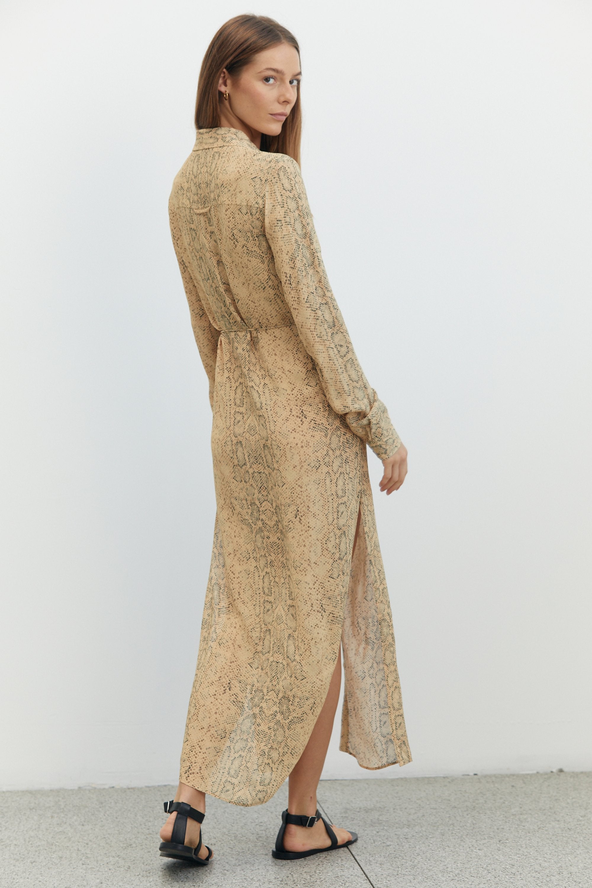 Third Form Animal Instincts Maxi Shirt Dress - Snake