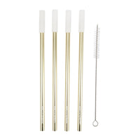 SunnyLife Reusable Metal and Silicone Straws - Gold and White