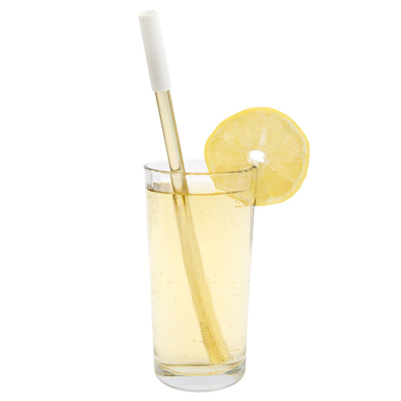 SunnyLife Reusable Metal and Silicone Straws - Gold and White