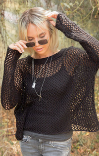 Wooden Ships Scarlet Cropped Lightweight Crew - Black