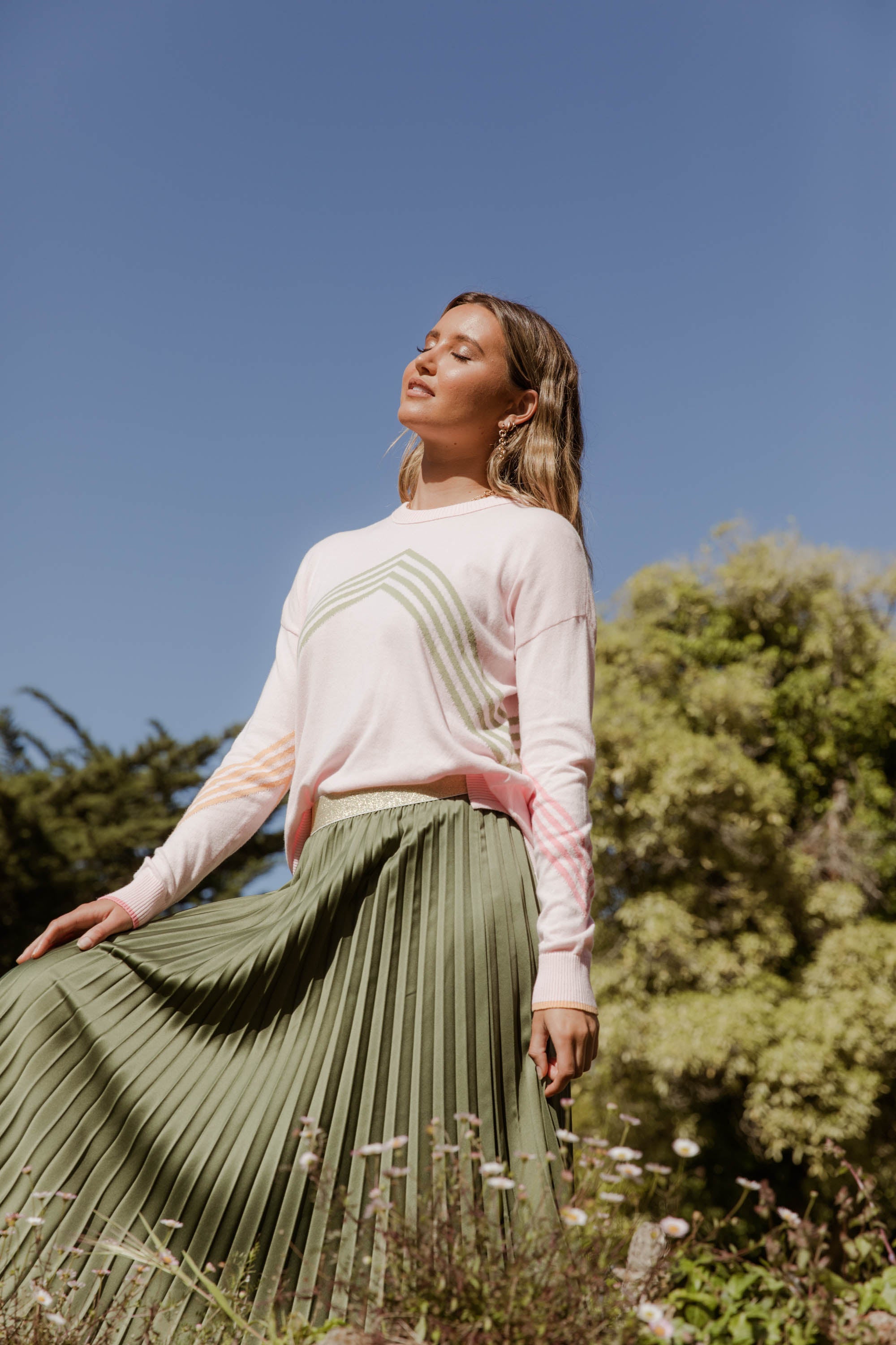 Bande Studio Shandy Chevron Knit Jumper - Pink Splice