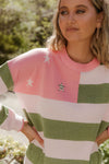 Bande Studio Stars and Stripes Knit Jumper - Olive & Coral