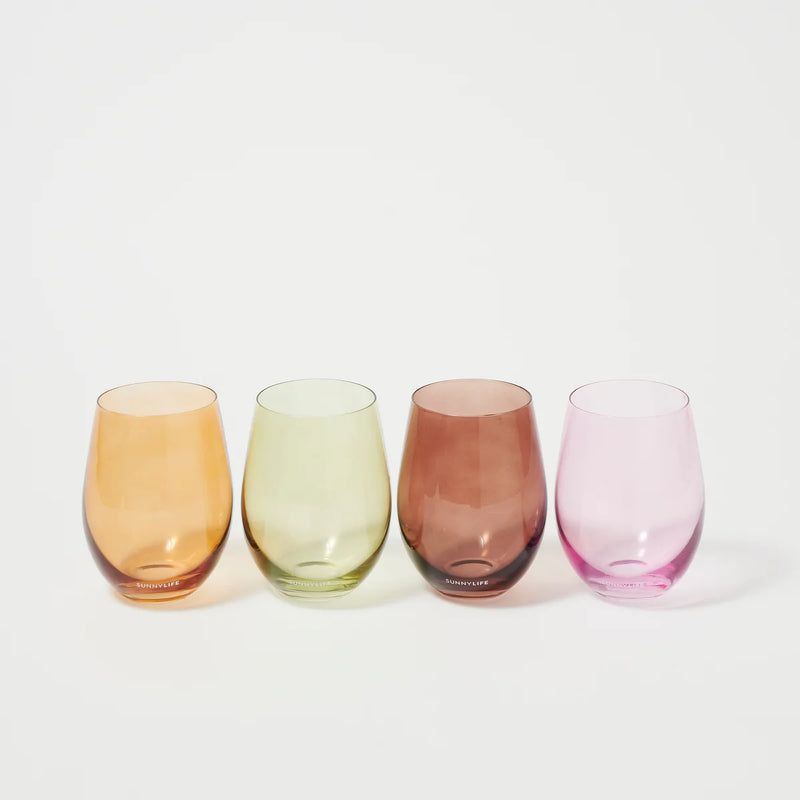SunnyLife Stemless Glass Tumblers - Multi Colour