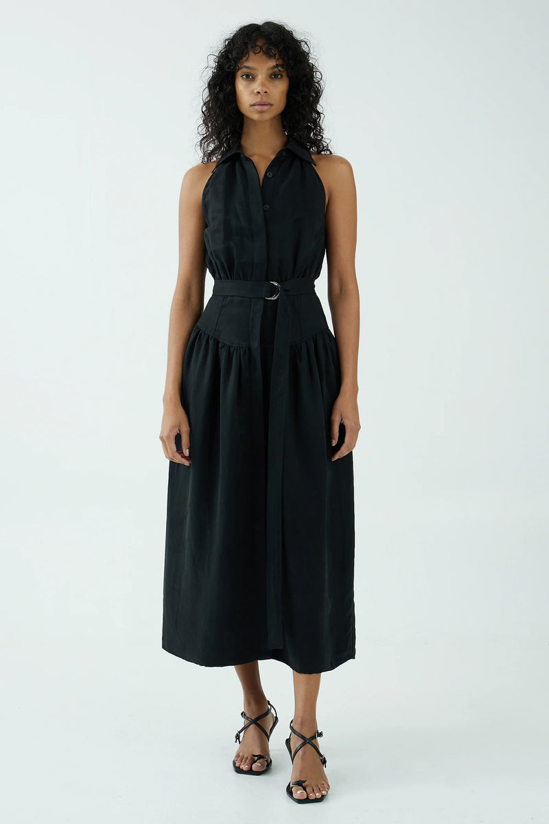 Third Form Tight Lipped Midi Shirt Dress - Black