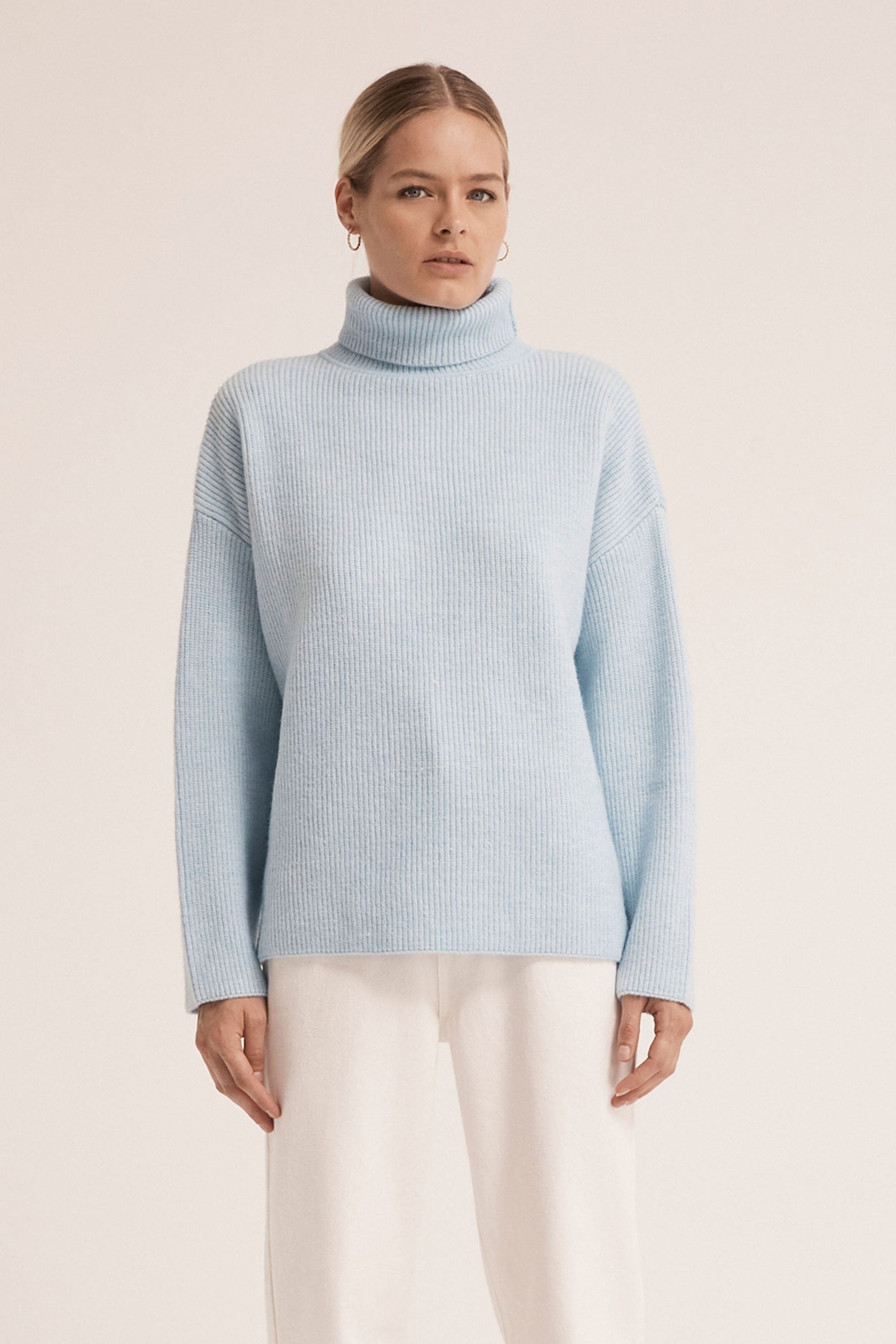 Third Form Oversized Knit Turtleneck - Sky Blue